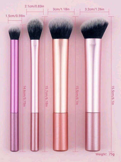 4 Makeup Brushes, Long Tube Makeup Brush Set, Multi-Color Makeup Brushes, Beauty Tools, Foundation Brush, Loose Powder Brush, Highlight Brush, Contour Brush, Eye Shadow Brush, Eye Makeup Brush, Concealer Brush, Blush Brush